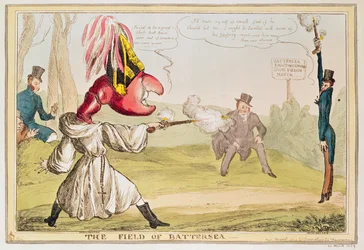 Le champ de Battersea, 1829 (gravure en couleur)
